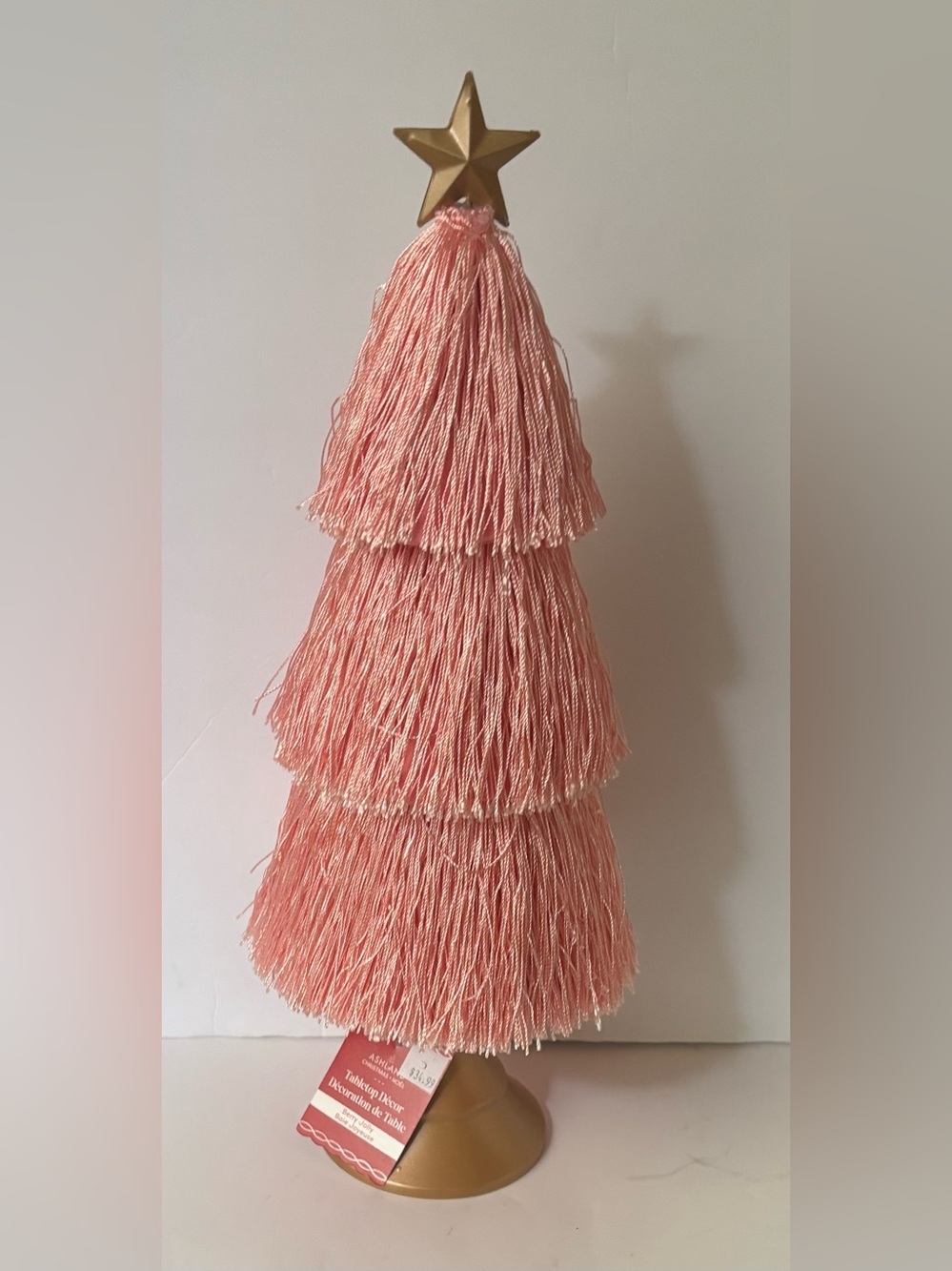Christmas tabletop fringe tree NEW NWT pink decor 16”H - Picture 6 of 10